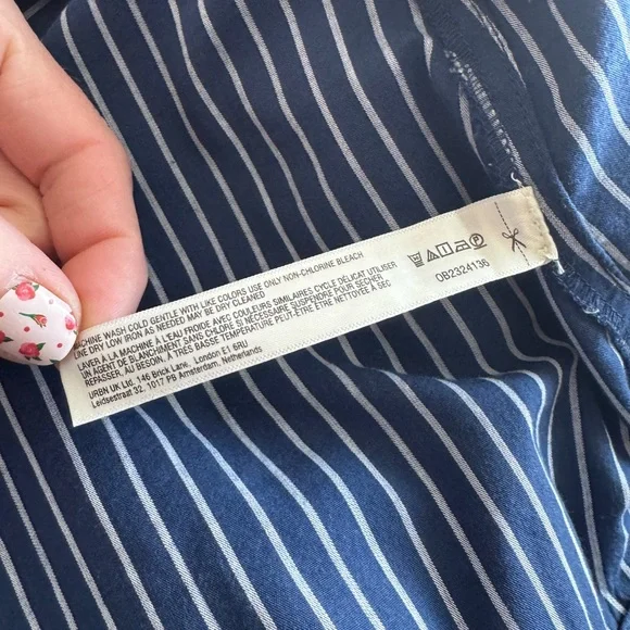 Anthropologie LyreBird Tie Front Halter Top Navy Stripe Cotton NWT XL - Picture 6 of 9